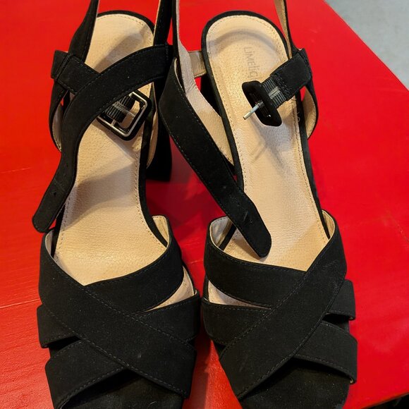 LIMELIGHT Black Suede Platform Heels - Size 11M - Picture 1 of 6